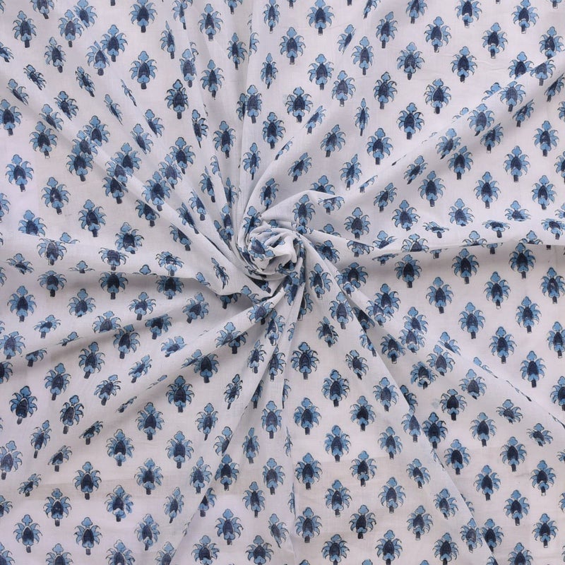 Trade Star 100% Cotton Hand Block Print Fabric 3 Yard Natural Fabric Beautiful Flower Print Textile for Sewing Crafting for Dressmaking Cotton Cloth by The Yard Premium Soft Cotton 44 Inches - Image 1